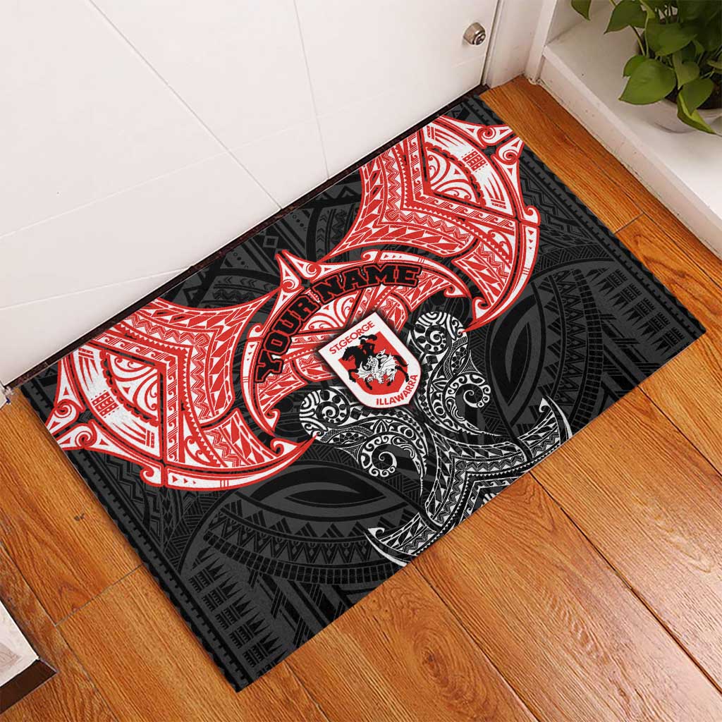 Personalized St. George Illawarra Dragons Rubber Doormat Polynesian Tribal Pattern Style