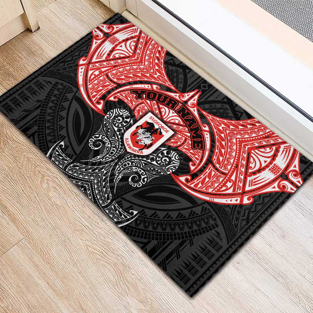 Personalized St. George Illawarra Dragons Rubber Doormat Polynesian Tribal Pattern Style