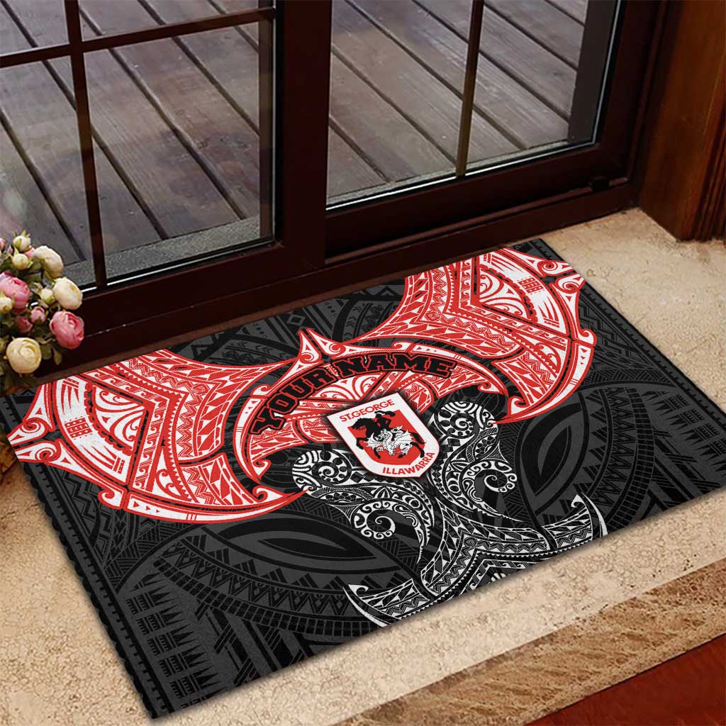 Personalized St. George Illawarra Dragons Rubber Doormat Polynesian Tribal Pattern Style