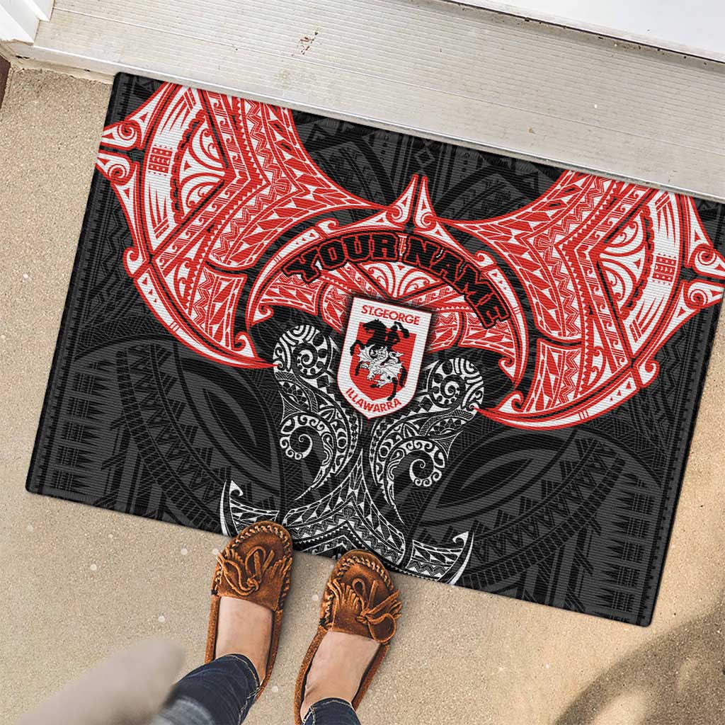 Personalized St. George Illawarra Dragons Rubber Doormat Polynesian Tribal Pattern Style