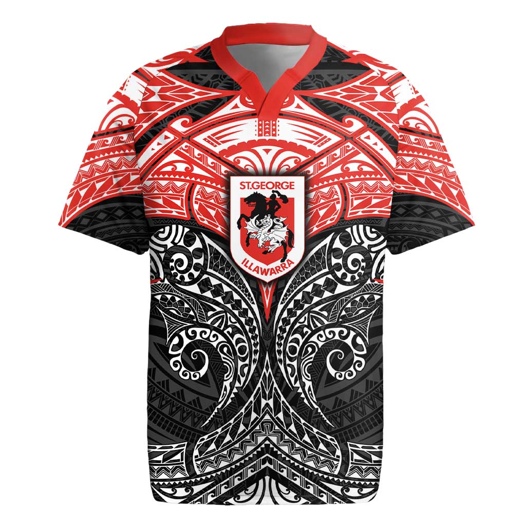 Personalized St. George Illawarra Dragons Rugby Jersey Polynesian Tribal Pattern Style