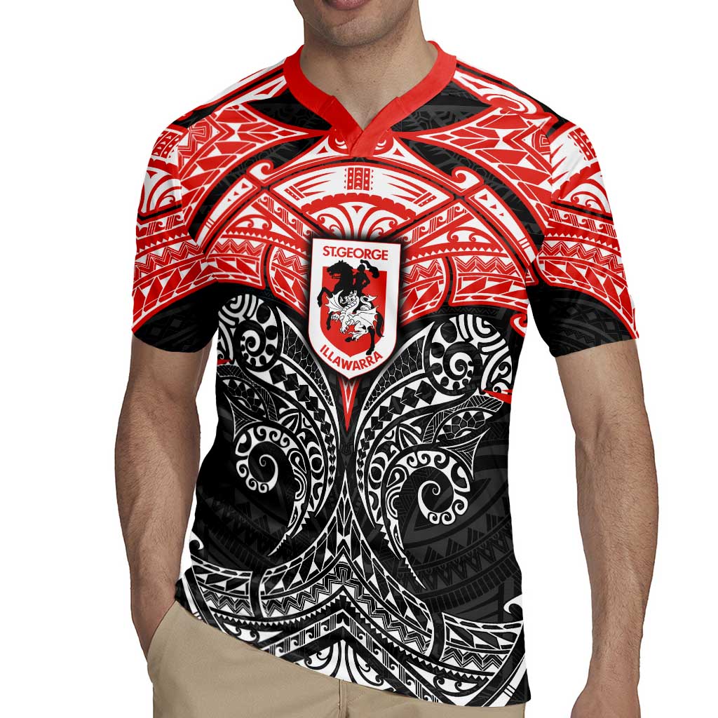 Personalized St. George Illawarra Dragons Rugby Jersey Polynesian Tribal Pattern Style