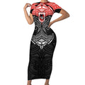 Personalized St. George Illawarra Dragons Short Sleeve Bodycon Dress Polynesian Tribal Pattern Style