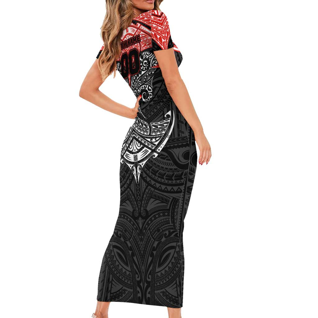 Personalized St. George Illawarra Dragons Short Sleeve Bodycon Dress Polynesian Tribal Pattern Style