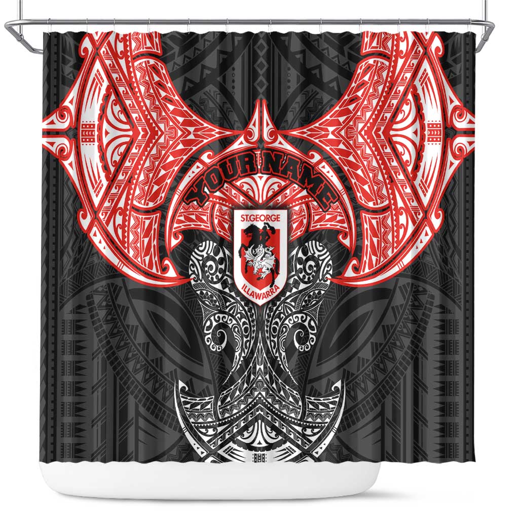 Personalized St. George Illawarra Dragons Shower Curtain Polynesian Tribal Pattern Style