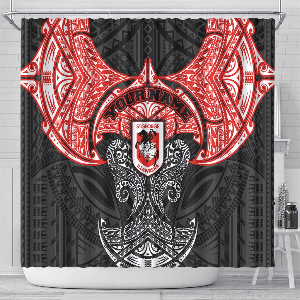 Personalized St. George Illawarra Dragons Shower Curtain Polynesian Tribal Pattern Style