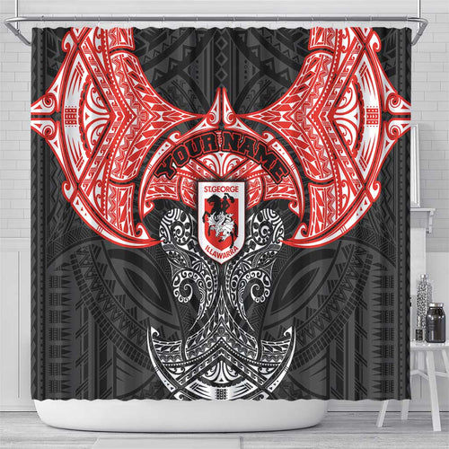 Personalized St. George Illawarra Dragons Shower Curtain Polynesian Tribal Pattern Style
