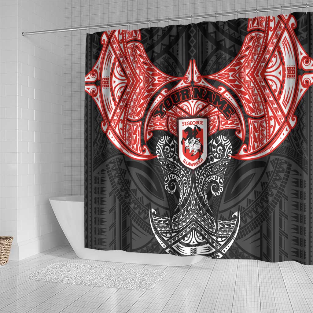 Personalized St. George Illawarra Dragons Shower Curtain Polynesian Tribal Pattern Style