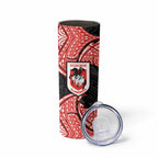 Personalized St. George Illawarra Dragons Skinny Tumbler Polynesian Tribal Pattern Style