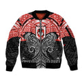 Personalized St. George Illawarra Dragons Sleeve Zip Bomber Jacket Polynesian Tribal Pattern Style