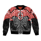Personalized St. George Illawarra Dragons Sleeve Zip Bomber Jacket Polynesian Tribal Pattern Style