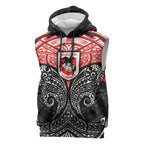 Personalized St. George Illawarra Dragons Sleeveless Hoodie Polynesian Tribal Pattern Style