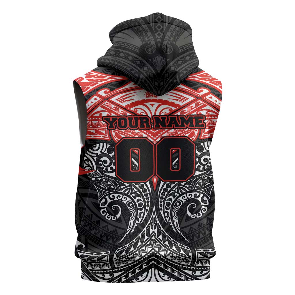 Personalized St. George Illawarra Dragons Sleeveless Hoodie Polynesian Tribal Pattern Style