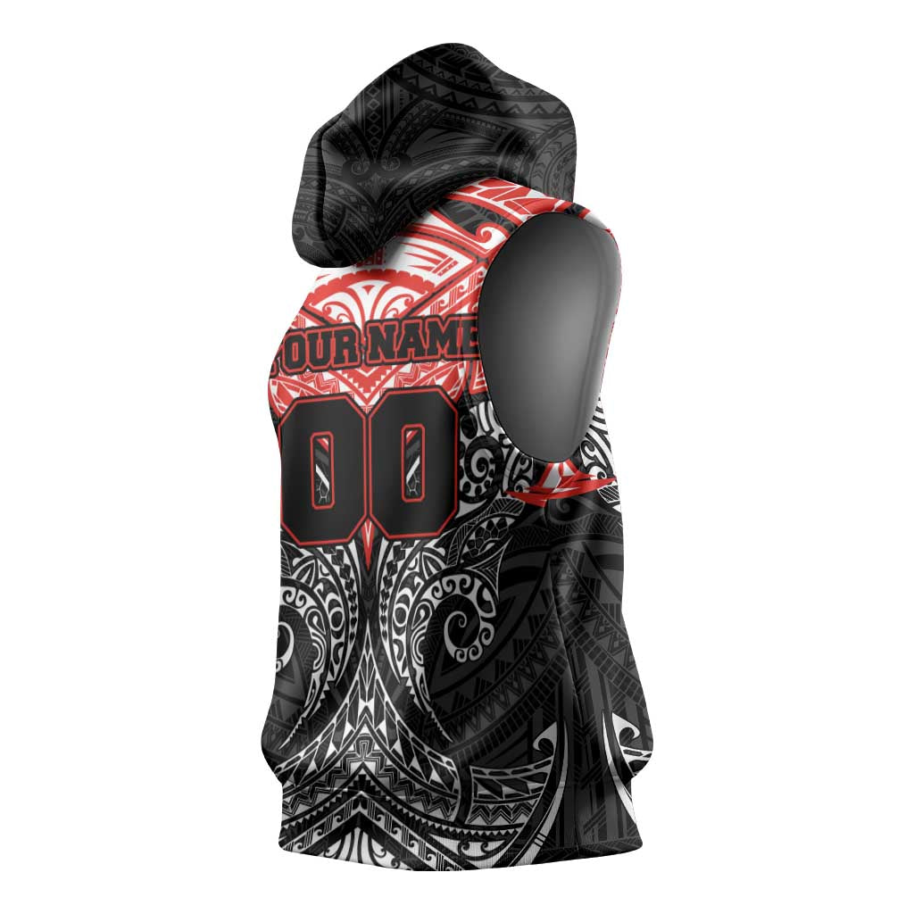 Personalized St. George Illawarra Dragons Sleeveless Hoodie Polynesian Tribal Pattern Style