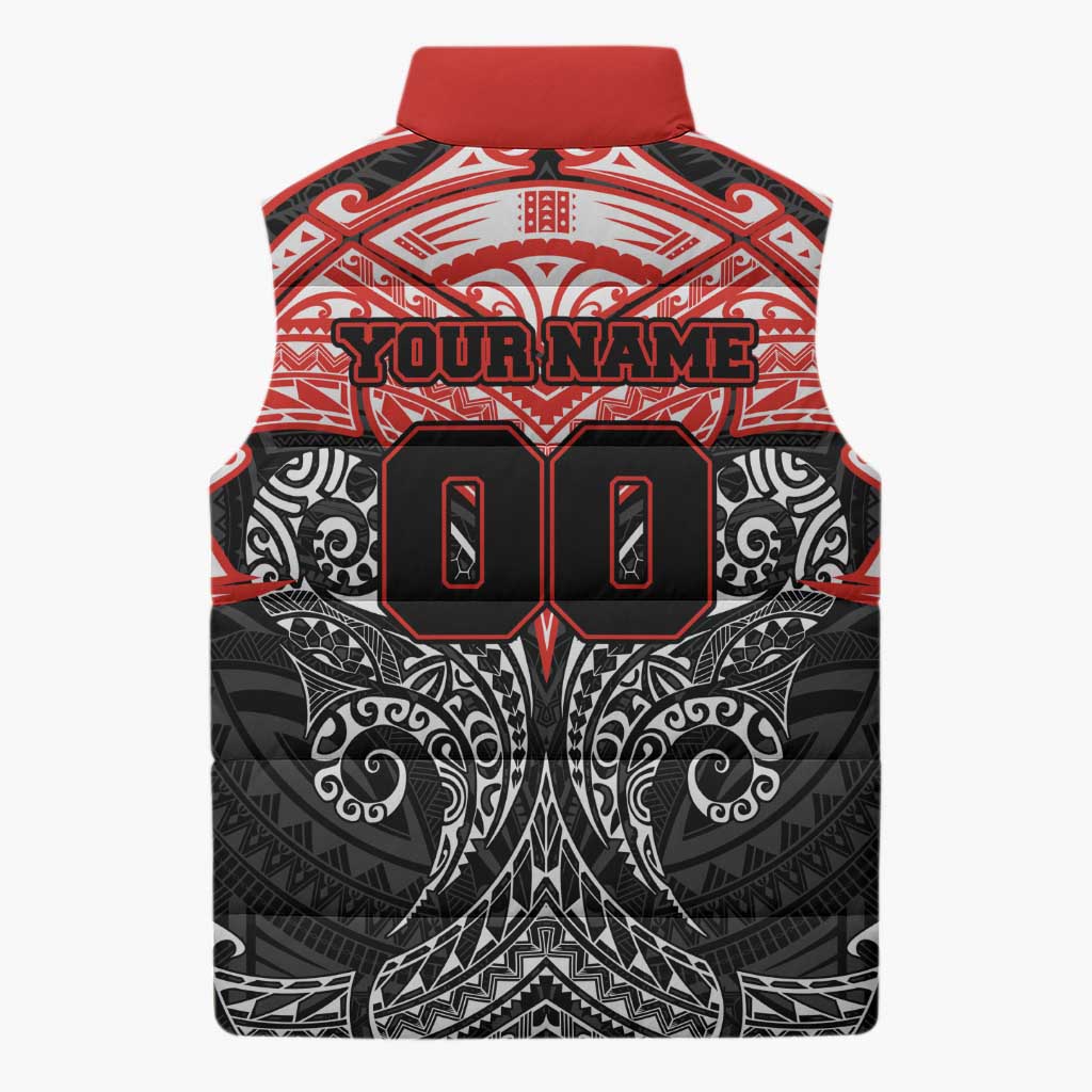 Personalized St. George Illawarra Dragons Sleeveless Puffer Jacket Polynesian Tribal Pattern Style
