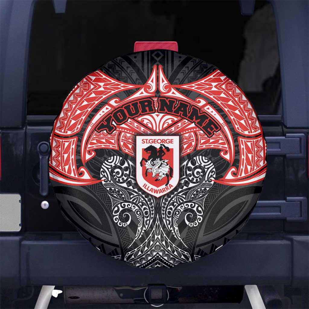 Personalized St. George Illawarra Dragons Spare Tire Cover Polynesian Tribal Pattern Style