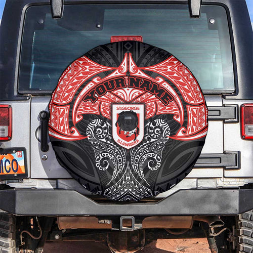 Personalized St. George Illawarra Dragons Spare Tire Cover Polynesian Tribal Pattern Style