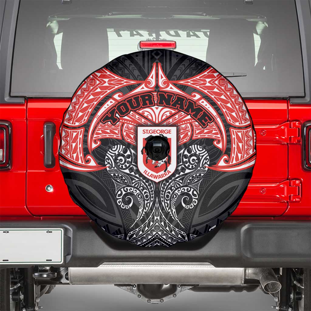 Personalized St. George Illawarra Dragons Spare Tire Cover Polynesian Tribal Pattern Style