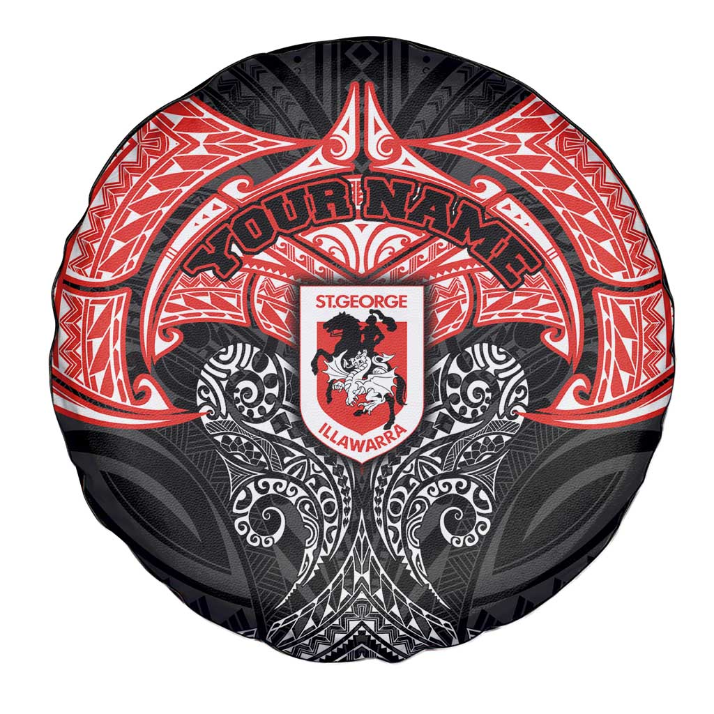 Personalized St. George Illawarra Dragons Spare Tire Cover Polynesian Tribal Pattern Style