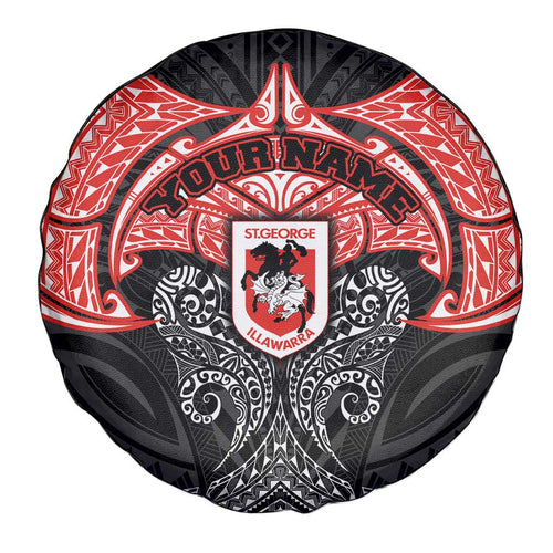 Personalized St. George Illawarra Dragons Spare Tire Cover Polynesian Tribal Pattern Style