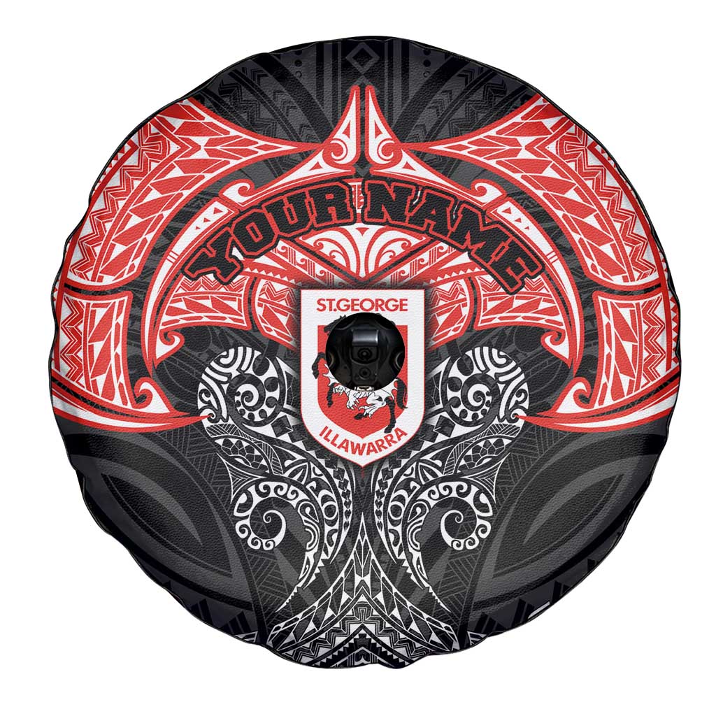 Personalized St. George Illawarra Dragons Spare Tire Cover Polynesian Tribal Pattern Style