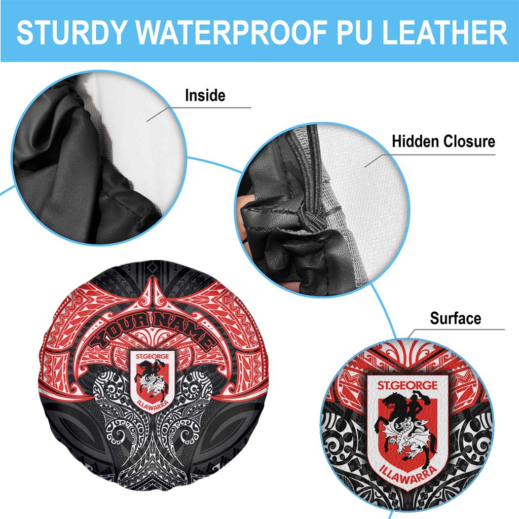 Personalized St. George Illawarra Dragons Spare Tire Cover Polynesian Tribal Pattern Style