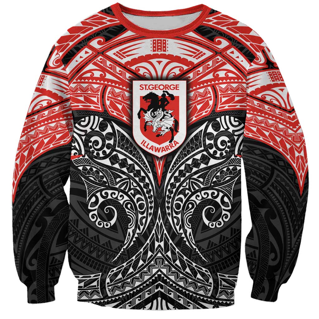 Personalized St. George Illawarra Dragons Sweatshirt Polynesian Tribal Pattern Style