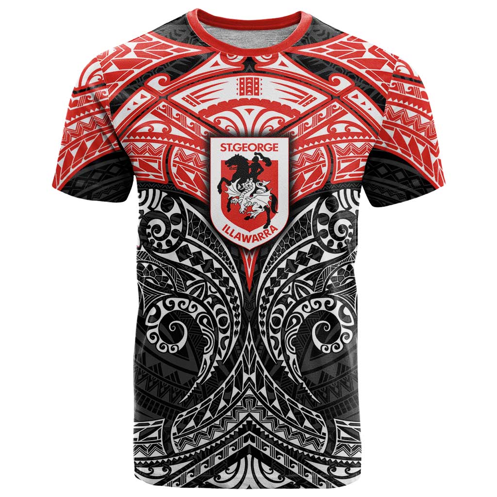 Personalized St. George Illawarra Dragons T Shirt Polynesian Tribal Pattern Style