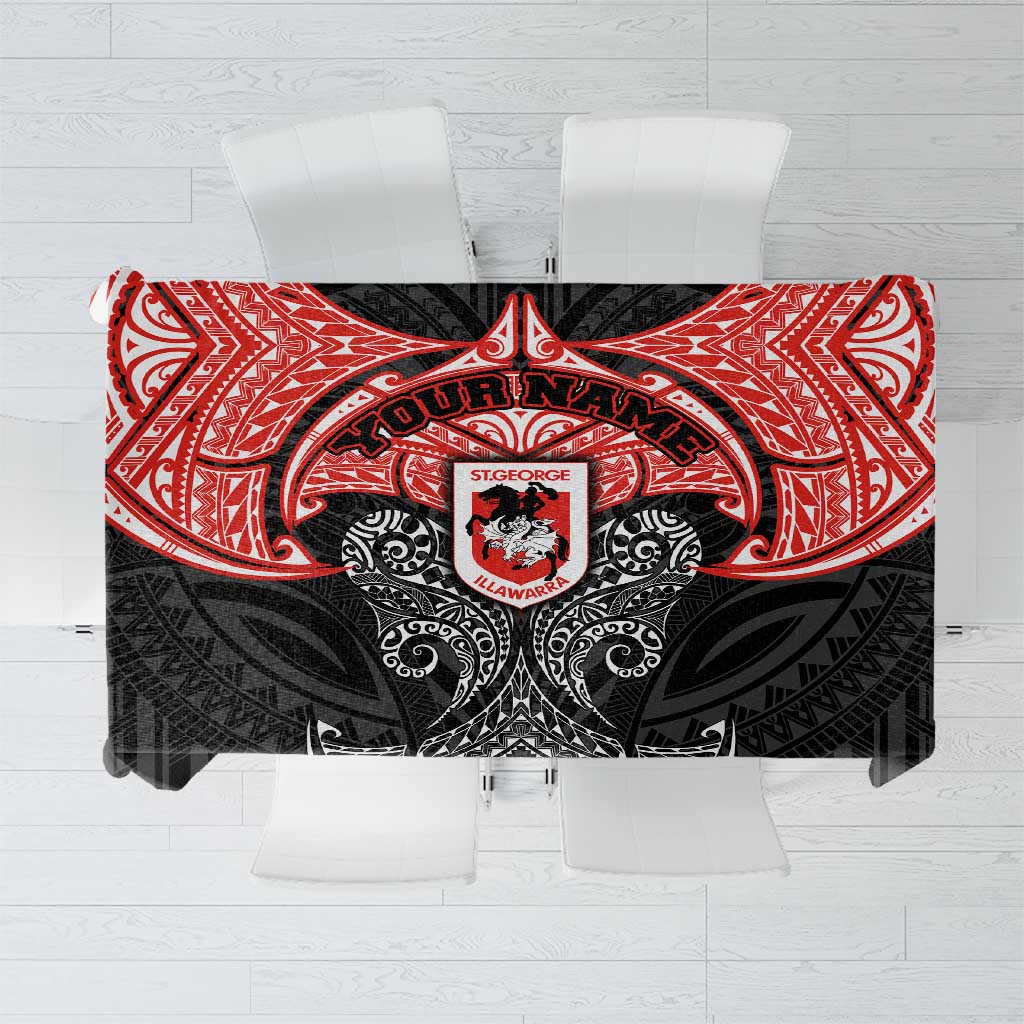 Personalized St. George Illawarra Dragons Tablecloth Polynesian Tribal Pattern Style