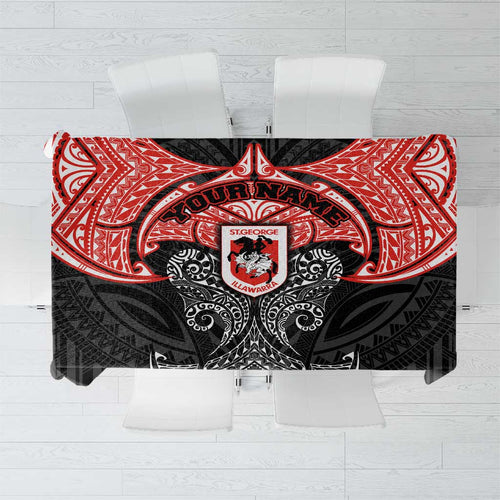 Personalized St. George Illawarra Dragons Tablecloth Polynesian Tribal Pattern Style