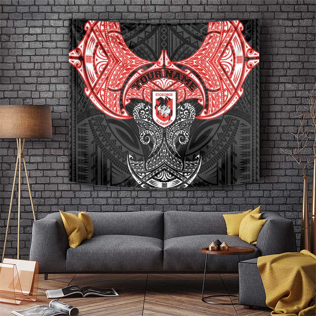 Personalized St. George Illawarra Dragons Tapestry Polynesian Tribal Pattern Style