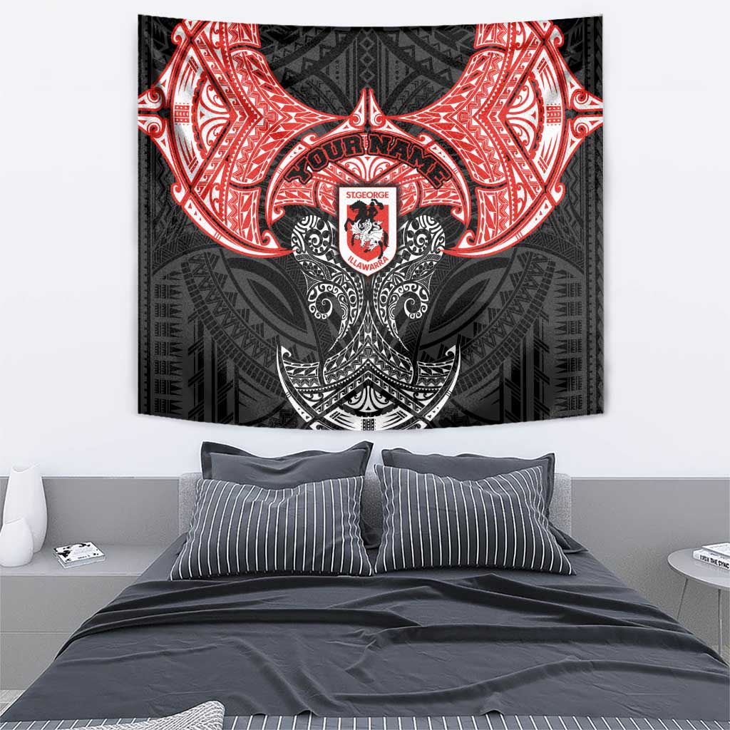 Personalized St. George Illawarra Dragons Tapestry Polynesian Tribal Pattern Style