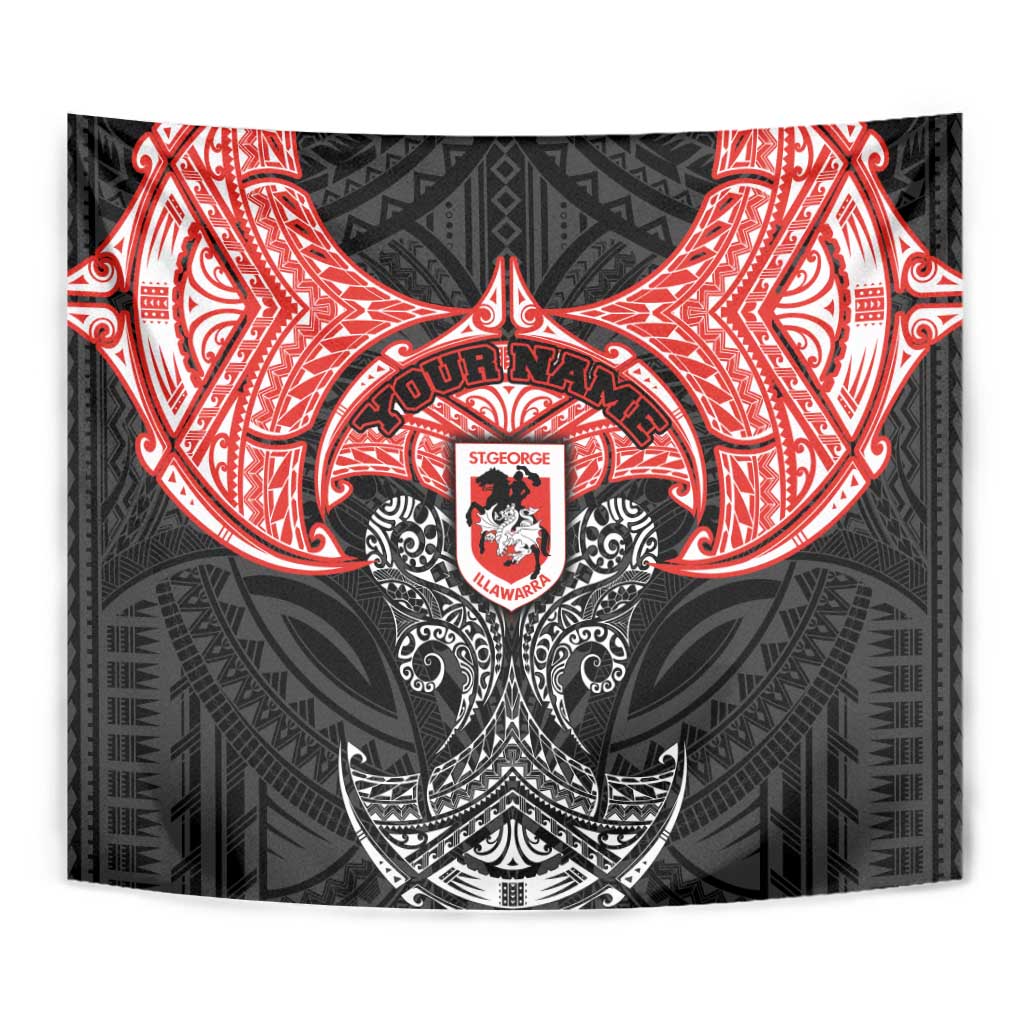 Personalized St. George Illawarra Dragons Tapestry Polynesian Tribal Pattern Style
