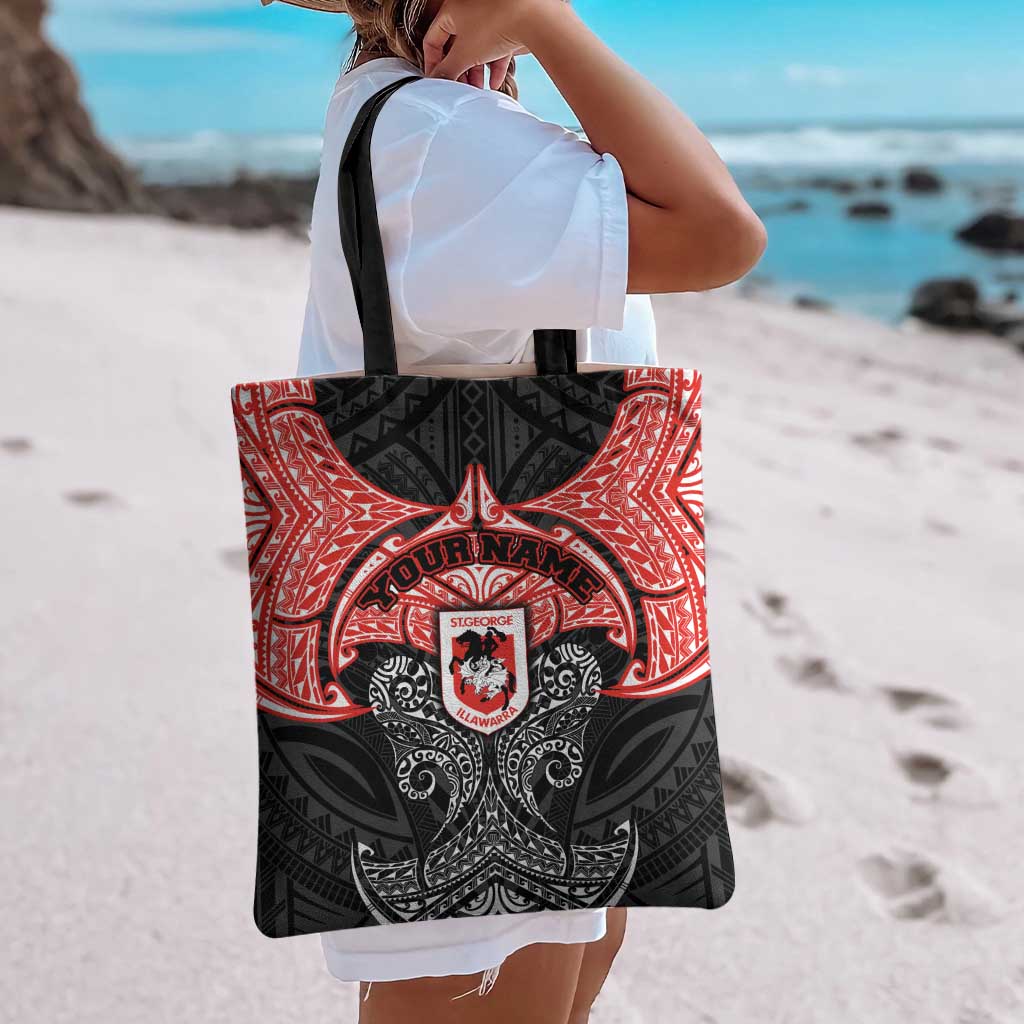 Personalized St. George Illawarra Dragons Tote Bag Polynesian Tribal Pattern Style