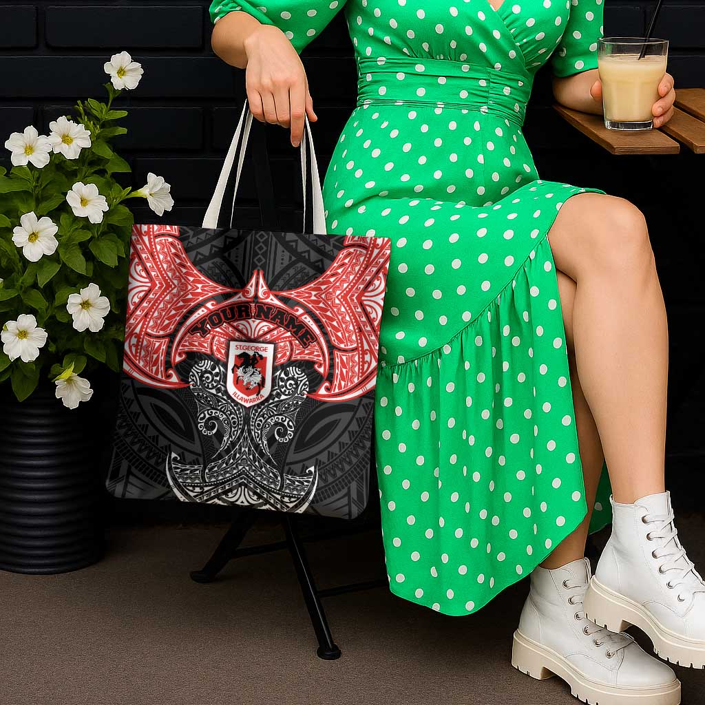 Personalized St. George Illawarra Dragons Tote Bag Polynesian Tribal Pattern Style