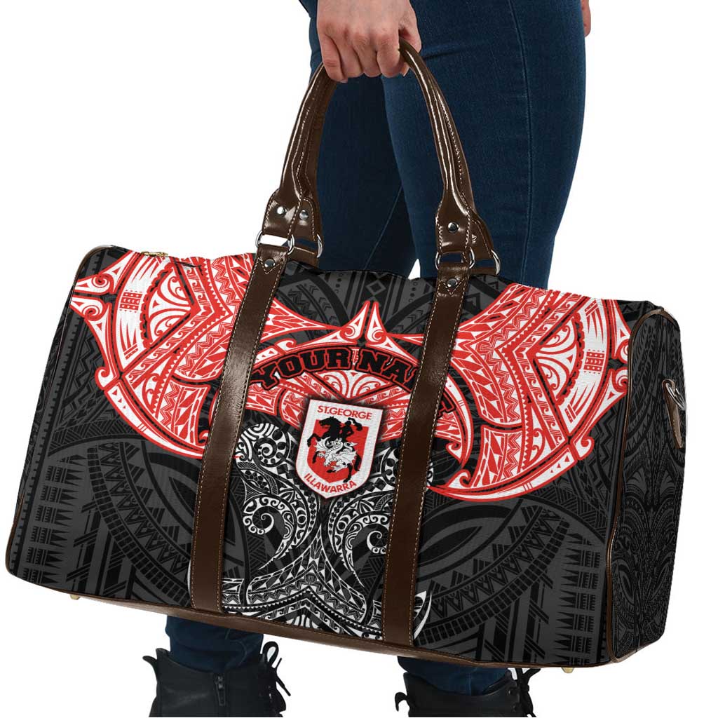 Personalized St. George Illawarra Dragons Travel Bag Polynesian Tribal Pattern Style