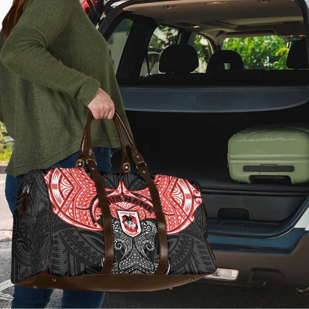 Personalized St. George Illawarra Dragons Travel Bag Polynesian Tribal Pattern Style