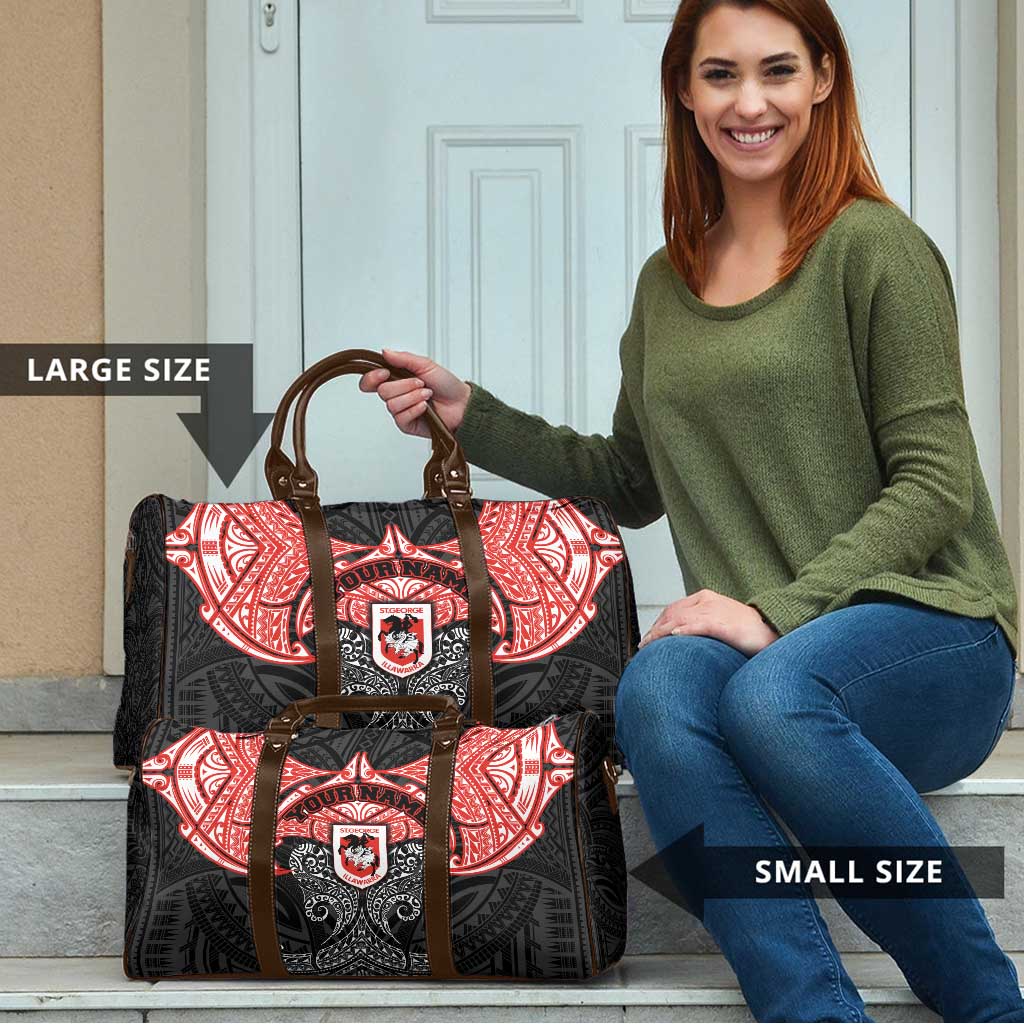 Personalized St. George Illawarra Dragons Travel Bag Polynesian Tribal Pattern Style