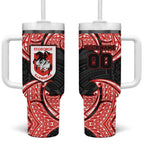 Personalized St. George Illawarra Dragons Tumbler With Handle Polynesian Tribal Pattern Style
