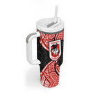 Personalized St. George Illawarra Dragons Tumbler With Handle Polynesian Tribal Pattern Style