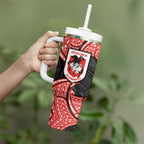 Personalized St. George Illawarra Dragons Tumbler With Handle Polynesian Tribal Pattern Style