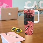 Personalized St. George Illawarra Dragons Tumbler With Handle Polynesian Tribal Pattern Style