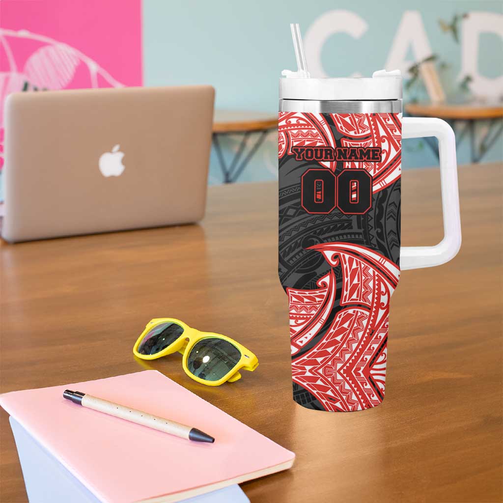 Personalized St. George Illawarra Dragons Tumbler With Handle Polynesian Tribal Pattern Style