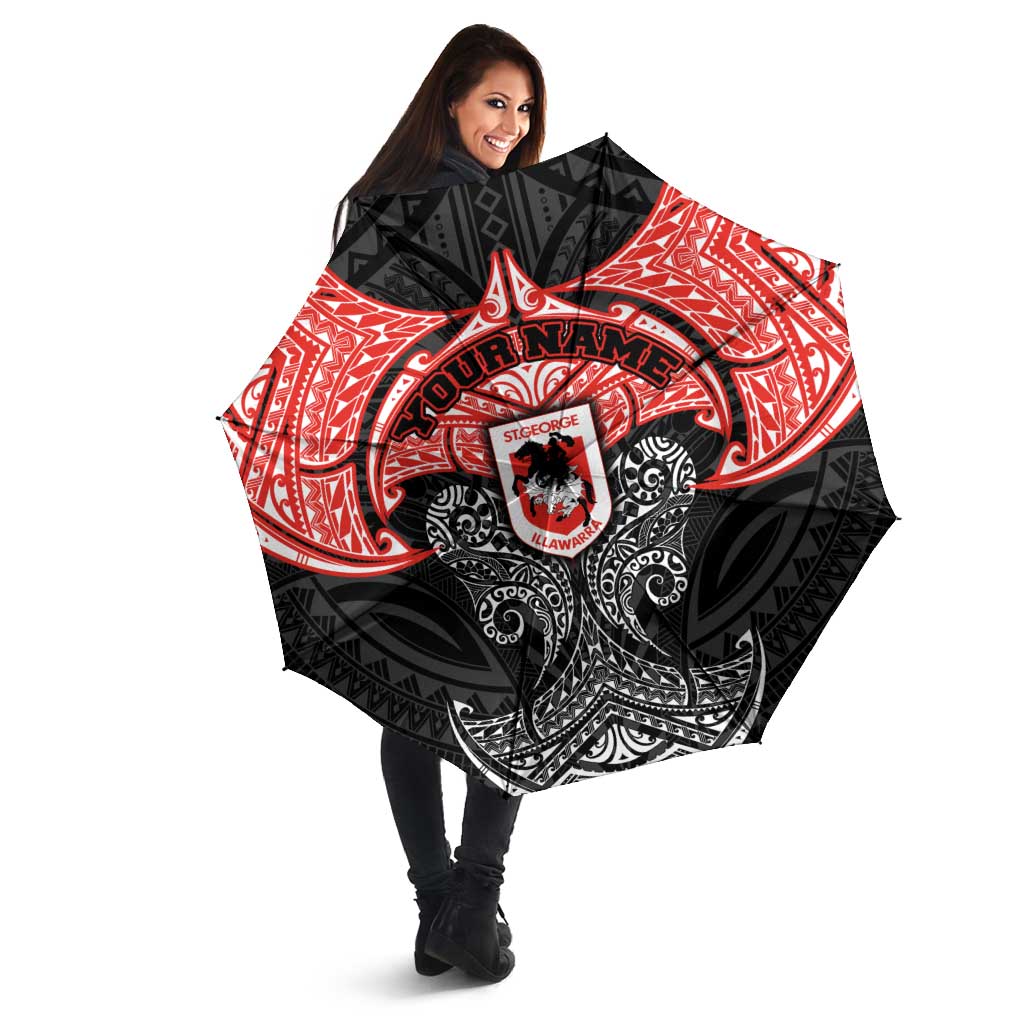 Personalized St. George Illawarra Dragons Umbrella Polynesian Tribal Pattern Style