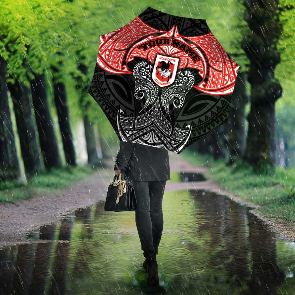 Personalized St. George Illawarra Dragons Umbrella Polynesian Tribal Pattern Style
