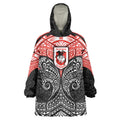Personalized St. George Illawarra Dragons Wearable Blanket Hoodie Polynesian Tribal Pattern Style