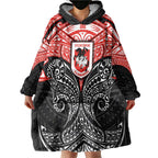 Personalized St. George Illawarra Dragons Wearable Blanket Hoodie Polynesian Tribal Pattern Style