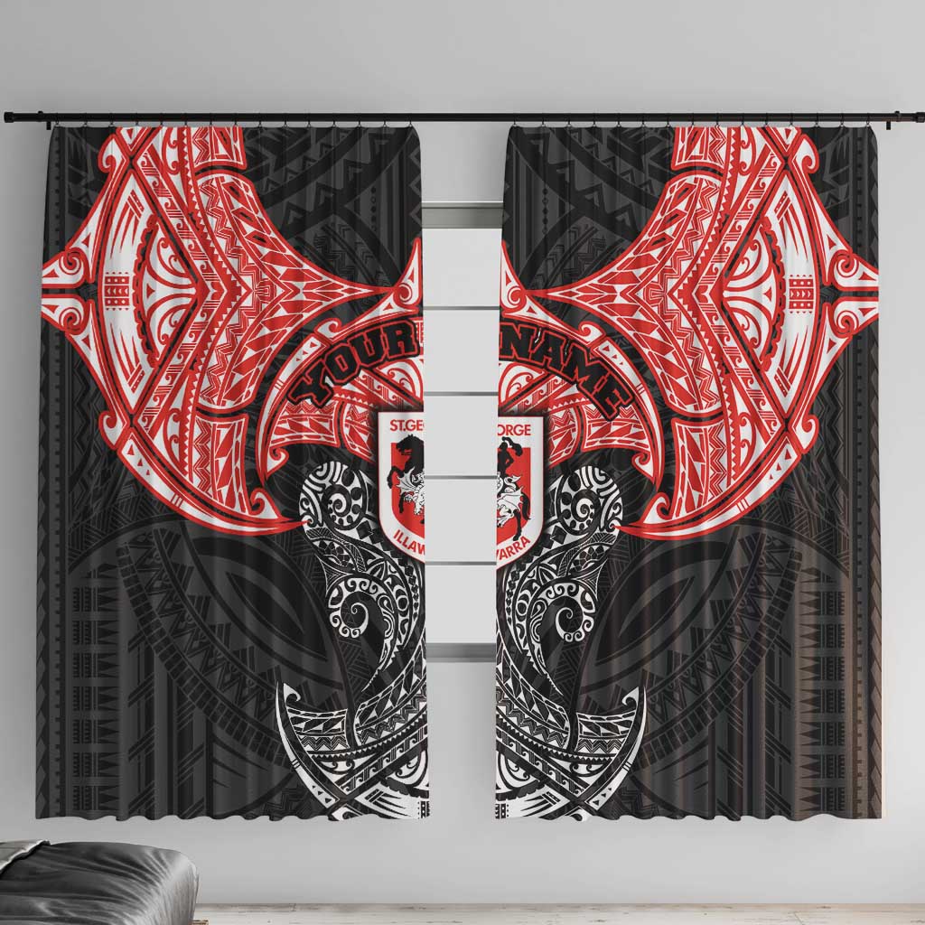Personalized St. George Illawarra Dragons Window Curtain Polynesian Tribal Pattern Style