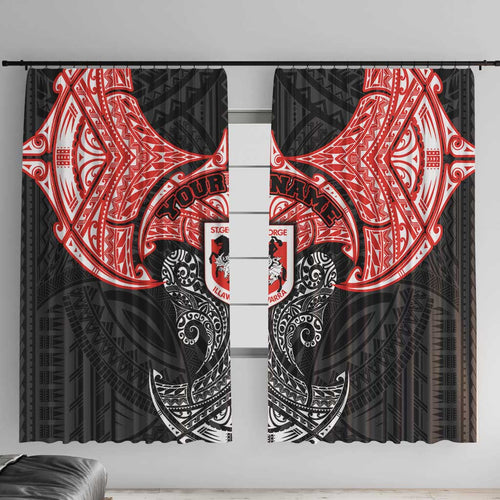 Personalized St. George Illawarra Dragons Window Curtain Polynesian Tribal Pattern Style