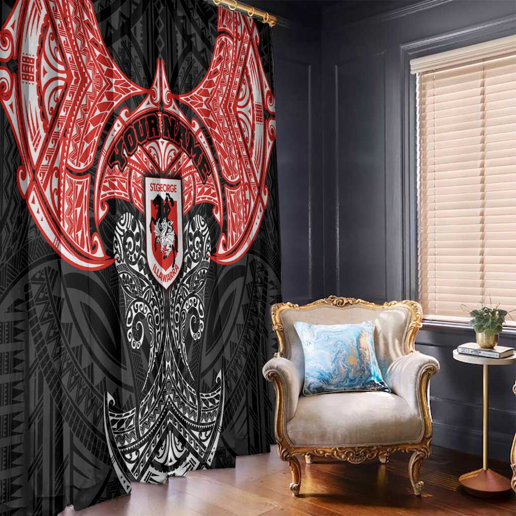 Personalized St. George Illawarra Dragons Window Curtain Polynesian Tribal Pattern Style